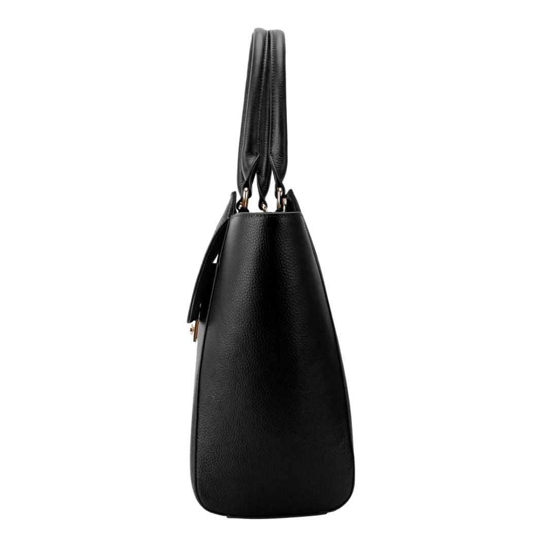 14" DANIELLE Designer Laptop Handbag | PEBBLE LEATHER | CHAMPAGNE GOLD | PRE ORDER - LATE JUNE DELIVERY-Laptop bag-CODE REPUBLIC-Black-CODE REPUBLIC laptop bags womens laptop bags laptop handbags ladies laptop bags laptop carrying bags
