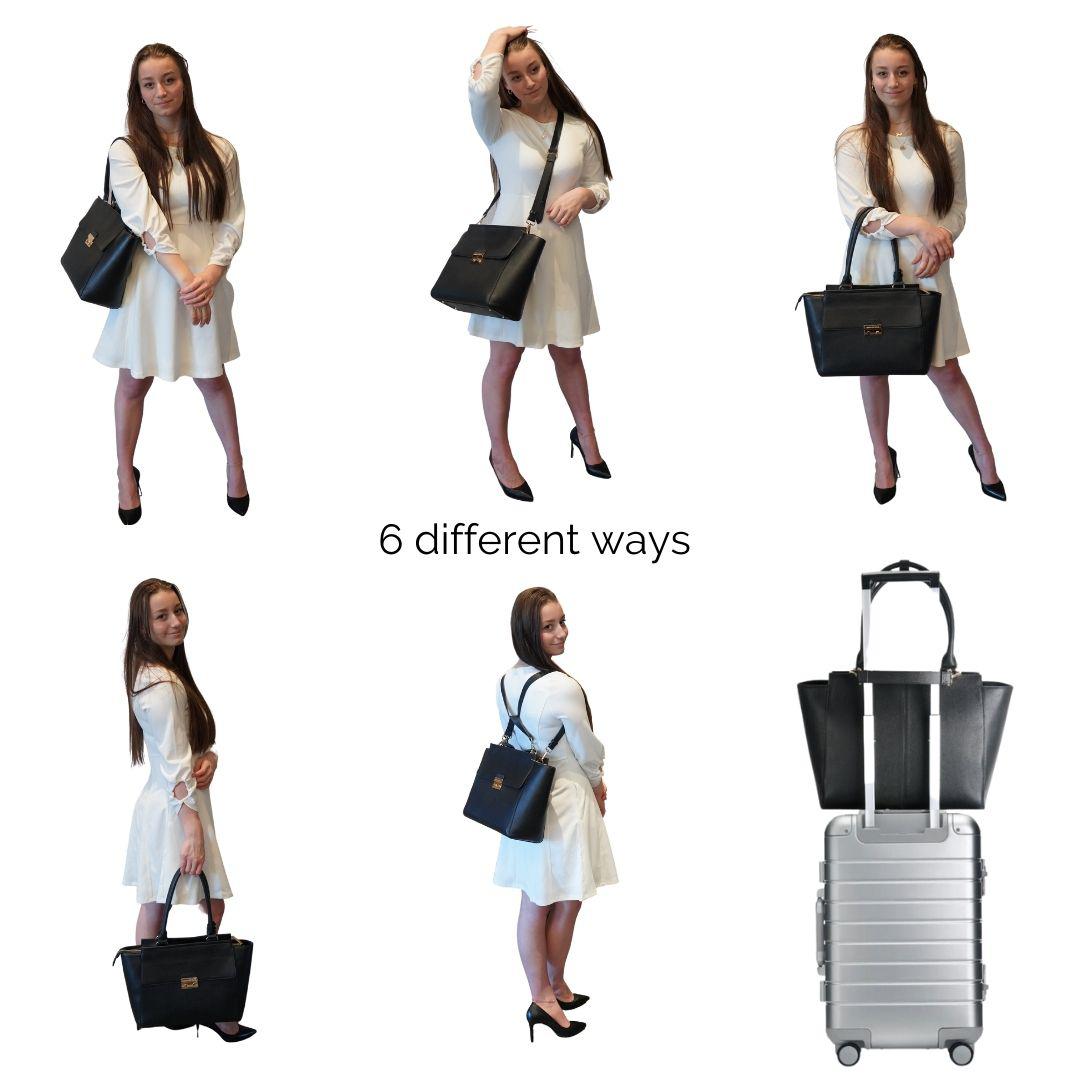 14" DANIELLE Designer Laptop Handbag | PEBBLE LEATHER | CHAMPAGNE GOLD | PRE ORDER - LATE JUNE DELIVERY-Laptop bag-CODE REPUBLIC-Black-CODE REPUBLIC laptop bags womens laptop bags laptop handbags ladies laptop bags laptop carrying bags