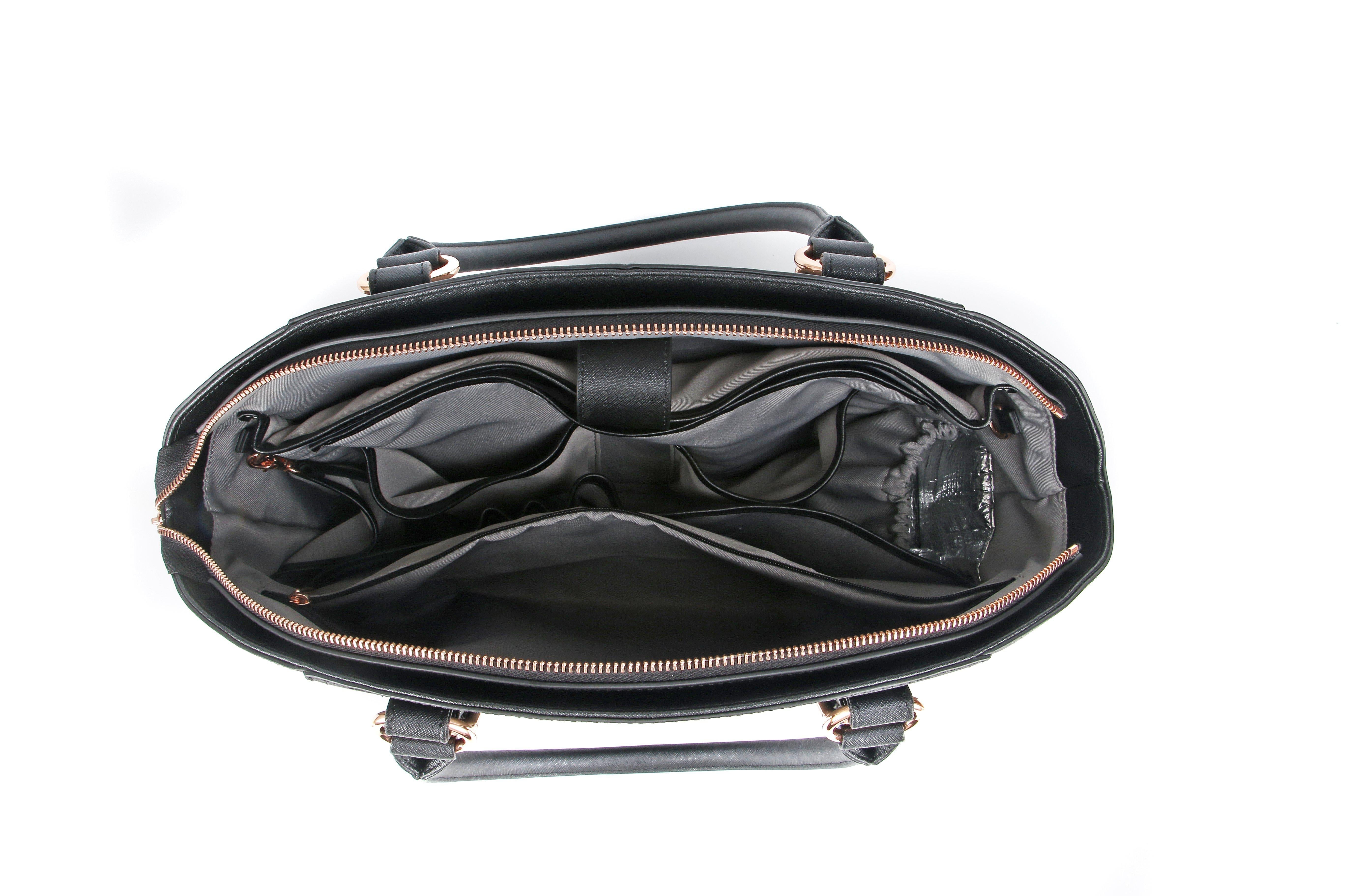 14" DANIELLE Designer Laptop Handbag | PEBBLE LEATHER | CHAMPAGNE GOLD | PRE ORDER - LATE JUNE DELIVERY-Laptop bag-CODE REPUBLIC-Black-CODE REPUBLIC laptop bags womens laptop bags laptop handbags ladies laptop bags laptop carrying bags
