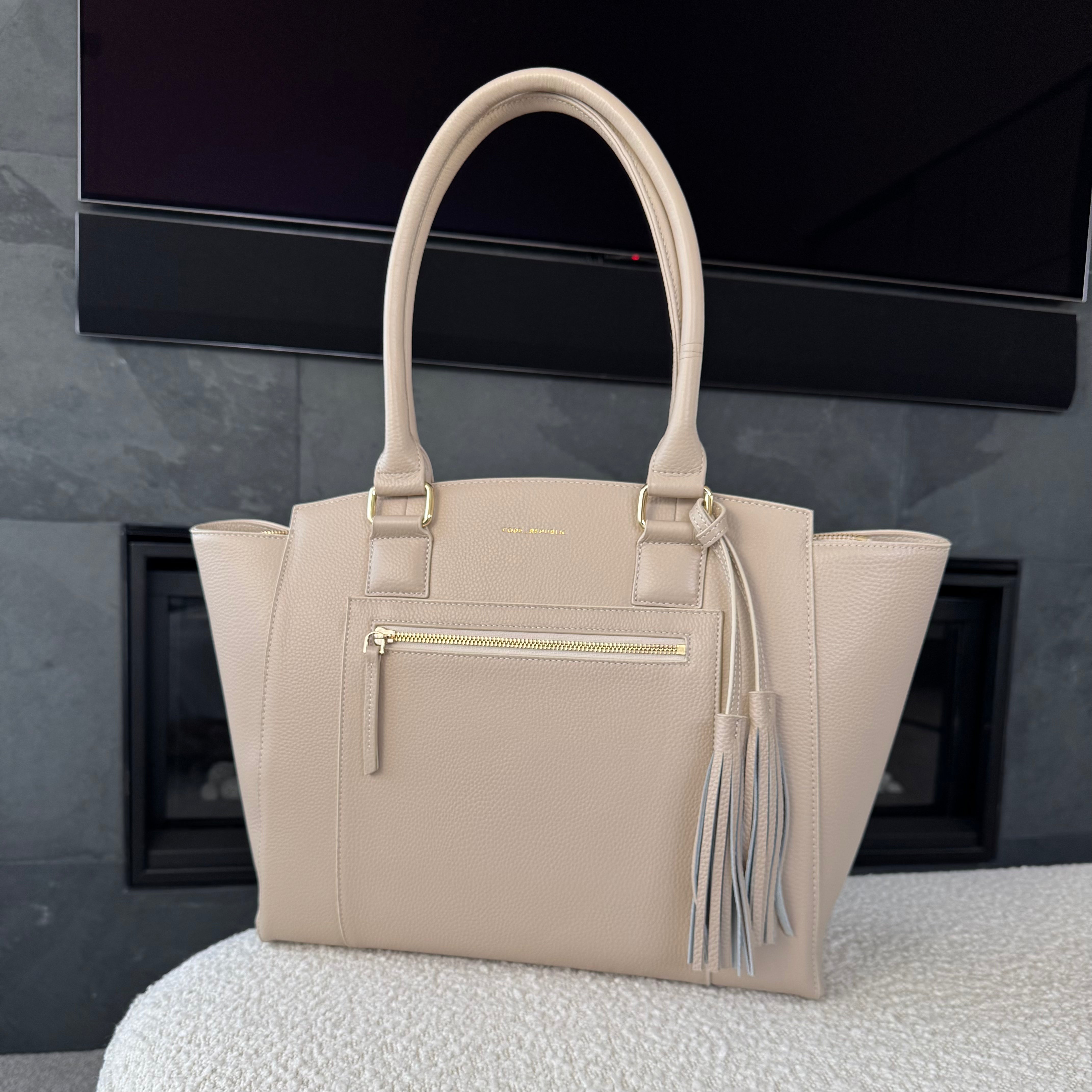 LISA 14" LAPTOP HANDBAG | ITALIAN LEATHER-Laptop bag-CODE REPUBLIC-Beige-CODE REPUBLIC laptop bags womens laptop bags laptop handbags ladies laptop bags laptop carrying bags