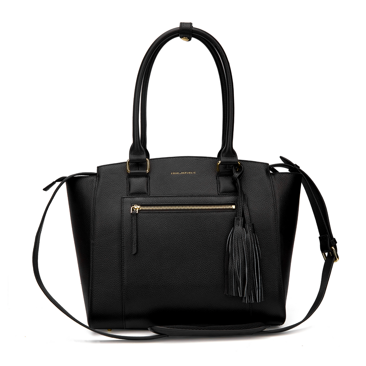 LISA 14” LAPTOP HANDBAG + STRAP SET | BLACK ITALIAN LEATHER-Laptop bag-CODE REPUBLIC-CODE REPUBLIC laptop bags womens laptop bags laptop handbags ladies laptop bags laptop carrying bags
