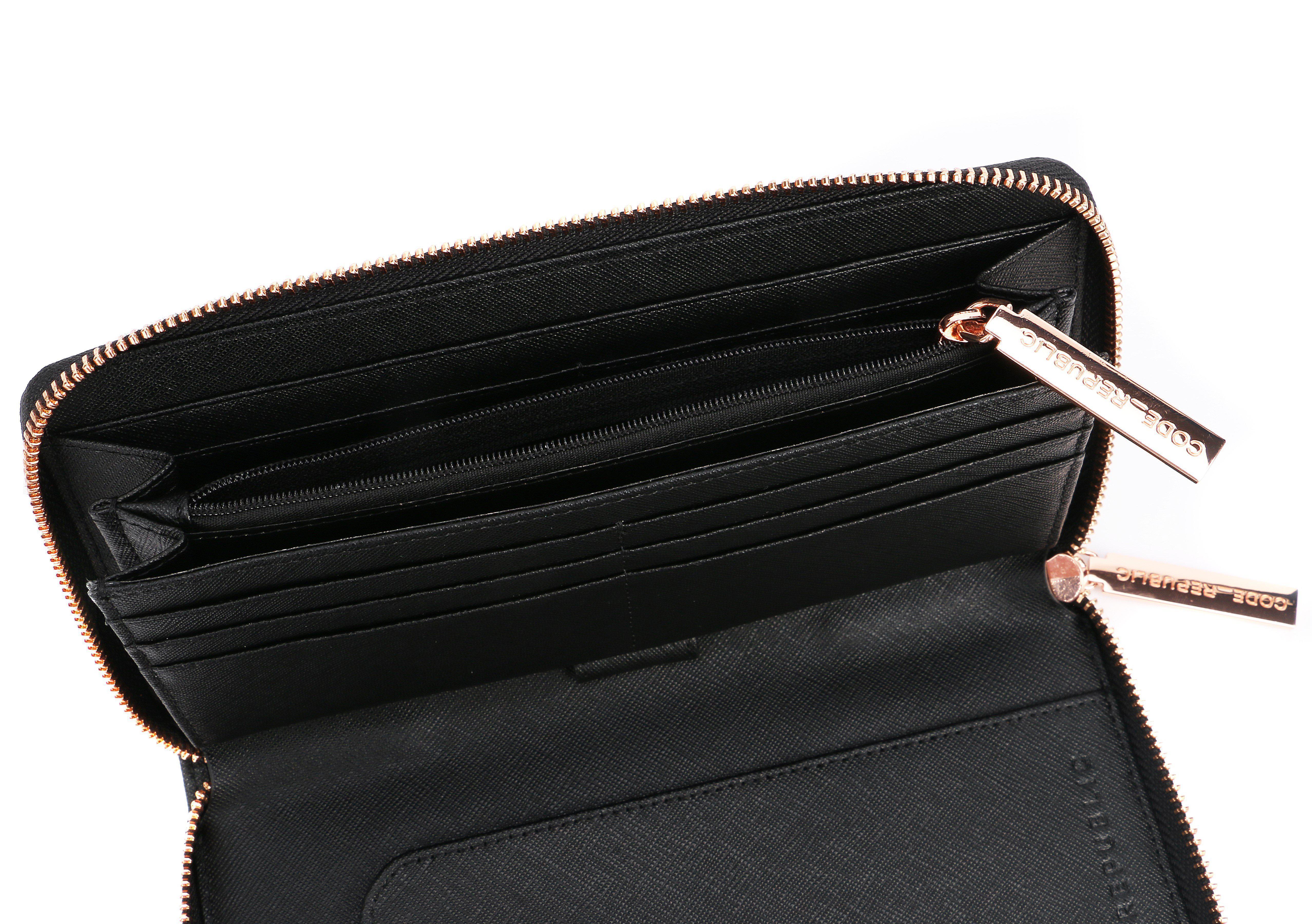 PASSPORT PHONE WALLET Saffiano Leather Rose Gold-Wallet-CODE REPUBLIC-Black-CODE REPUBLIC laptop bags womens laptop bags laptop handbags ladies laptop bags laptop carrying bags