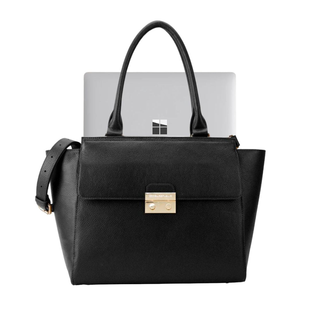 14" DANIELLE Designer Laptop Handbag | PEBBLE LEATHER | CHAMPAGNE GOLD | PRE ORDER - LATE JUNE DELIVERY-Laptop bag-CODE REPUBLIC-Black-CODE REPUBLIC laptop bags womens laptop bags laptop handbags ladies laptop bags laptop carrying bags