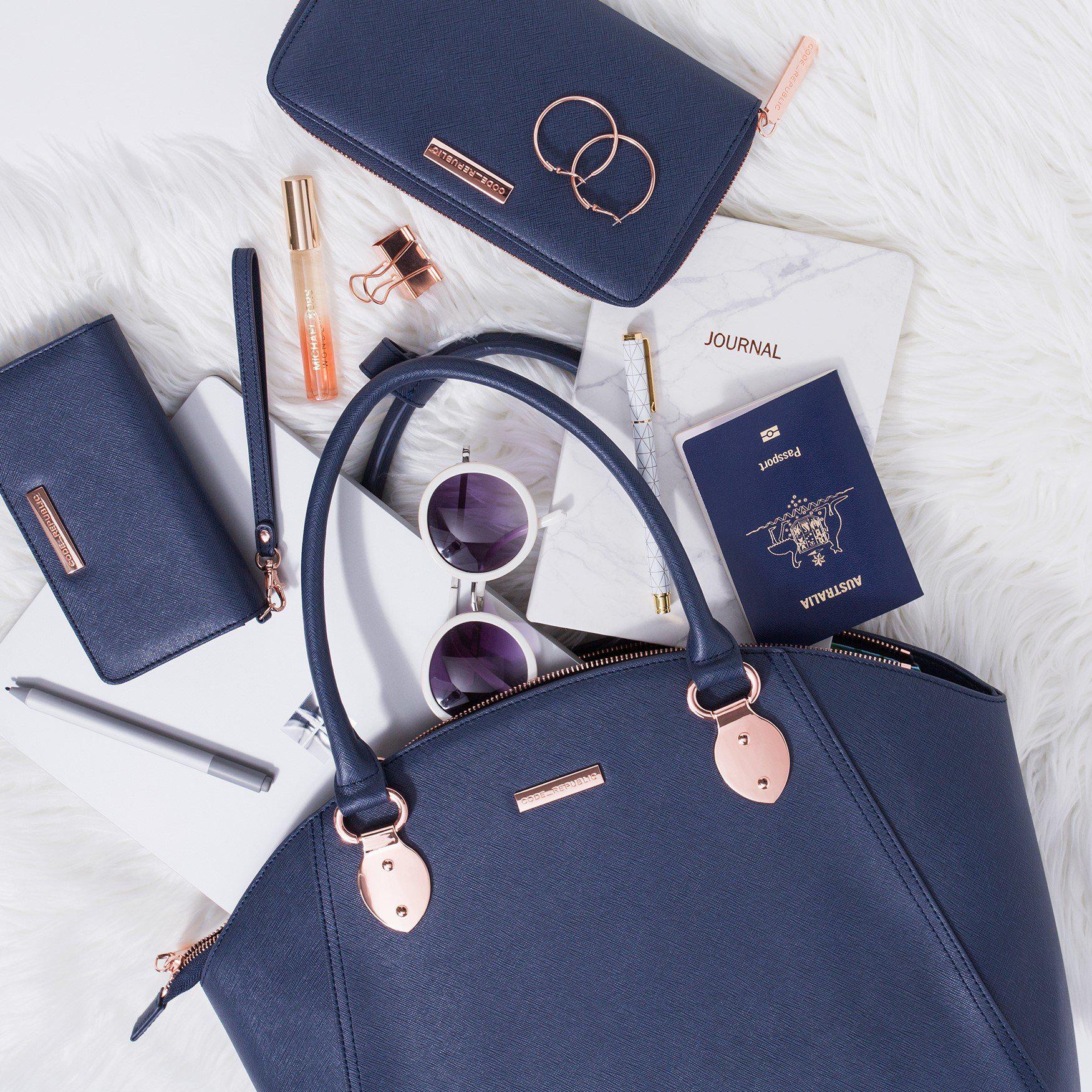 SAVANNAH DESIGNER LAPTOP HANDBAG | NAVY LEATHER [LIMITED EDITION BUNDLE]-Laptop bag-CODE REPUBLIC-CODE REPUBLIC laptop bags womens laptop bags laptop handbags ladies laptop bags laptop carrying bags